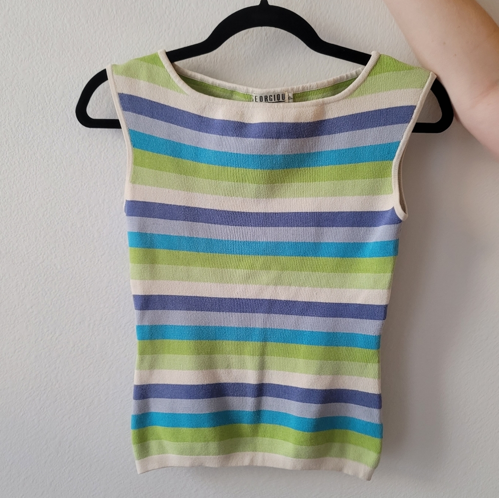 Colorful striped Y2K top
